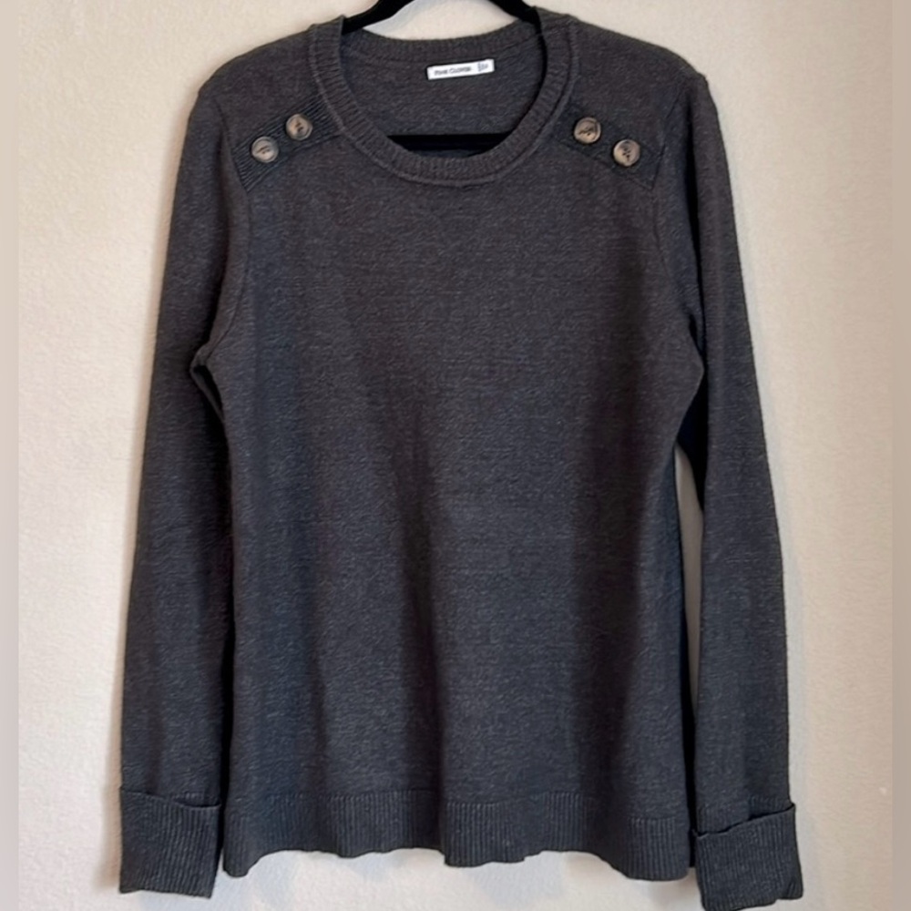 Pink Clover Long Sleeve Crewneck Sweater Dark Charcoal Heather Size XL